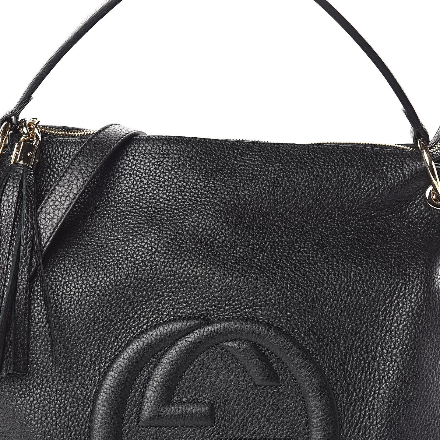 Pebbled Calfskin Large Soho Hobo Black