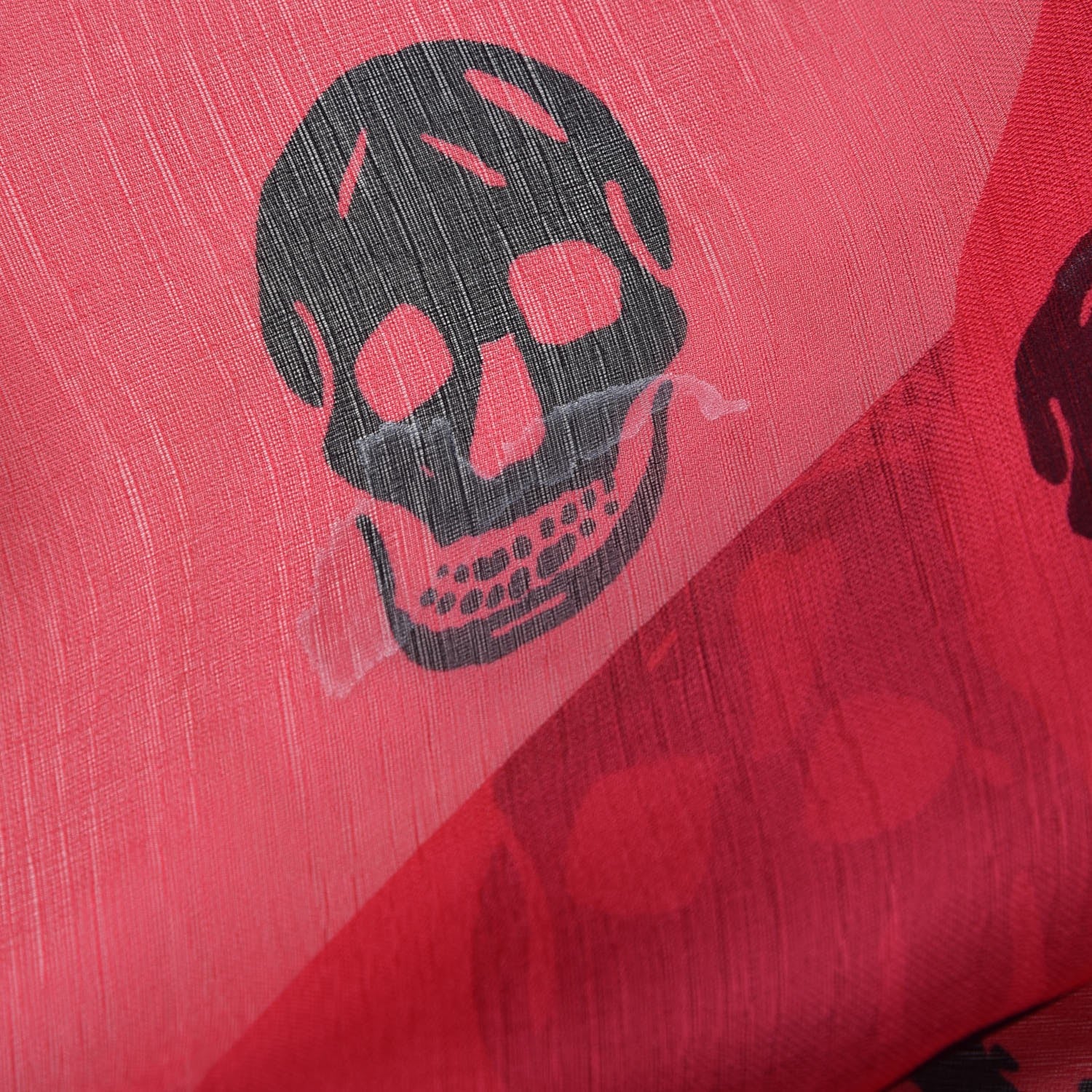 Alexander McQueen Silk Chiffon Skull Scarf Pink Black 10 of 12