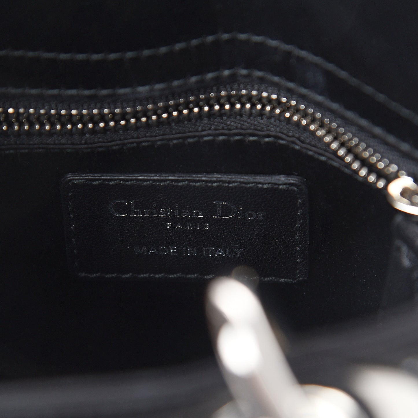 Satin Crystal Cannage Mini Lady Dior Black