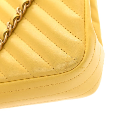Chanel Lambskin Chevron Quilted Extra Mini Rectangular Flap Yellow 11 of 12