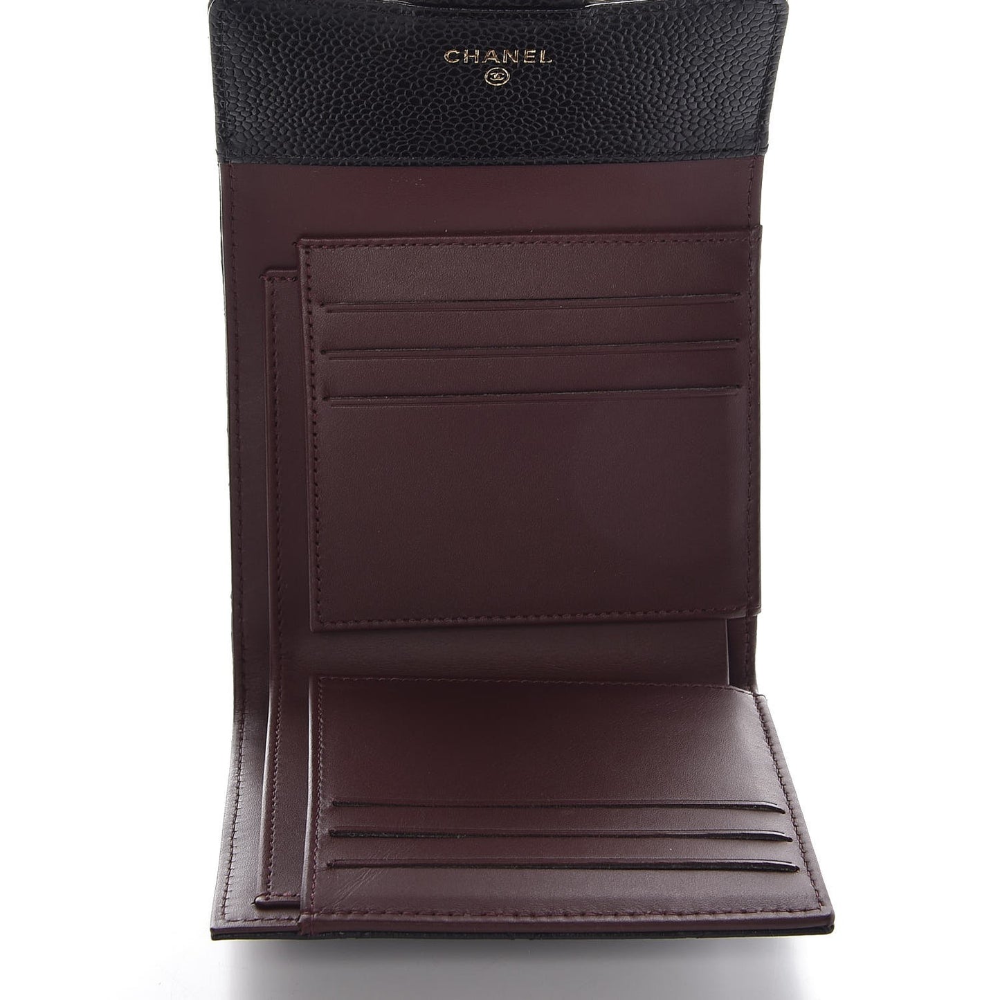 Caviar Quilted Compact Flap Wallet Black