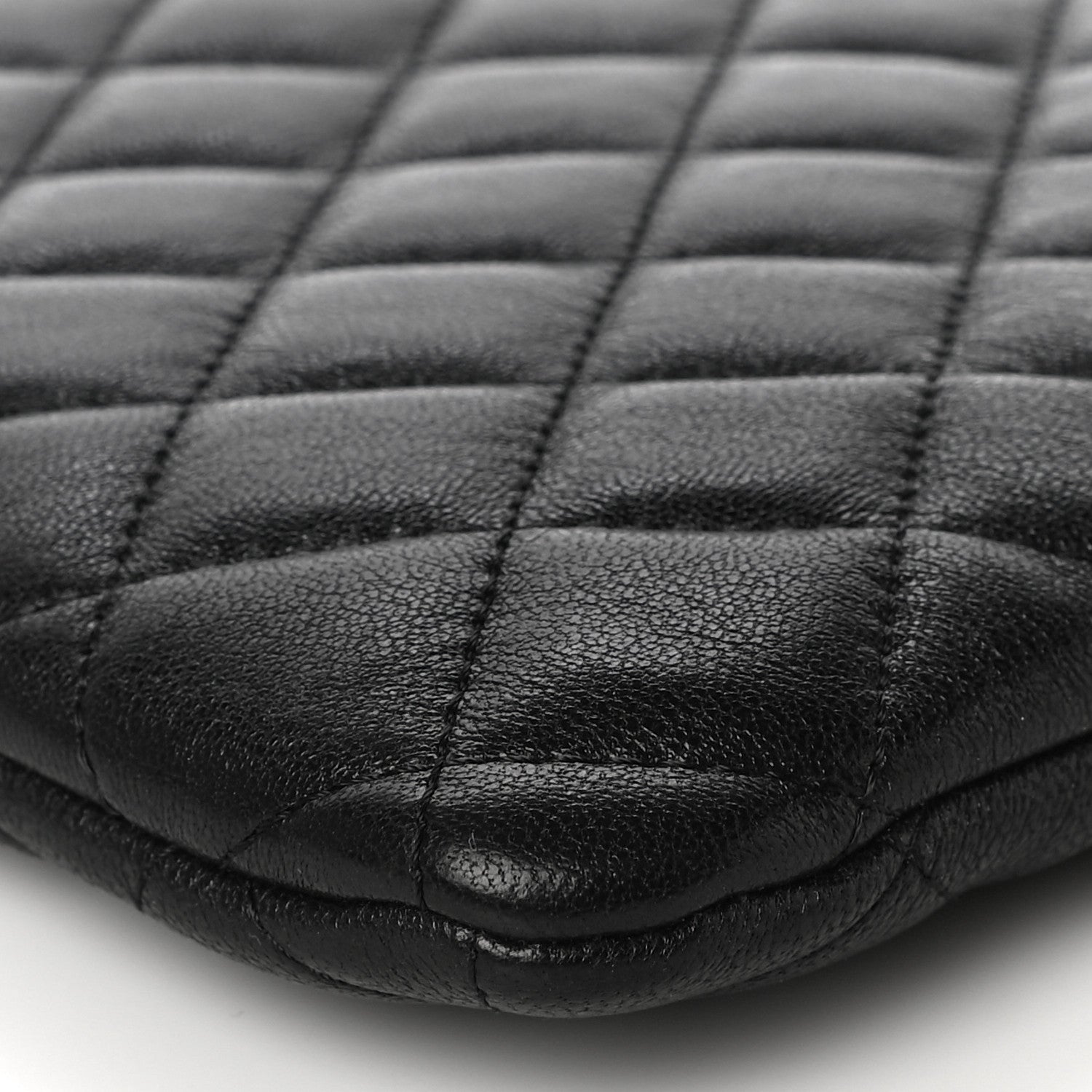Chanel Sheepskin Quilted Medium Vintage Mademoiselle Cosmetic Case Black 10 of 14