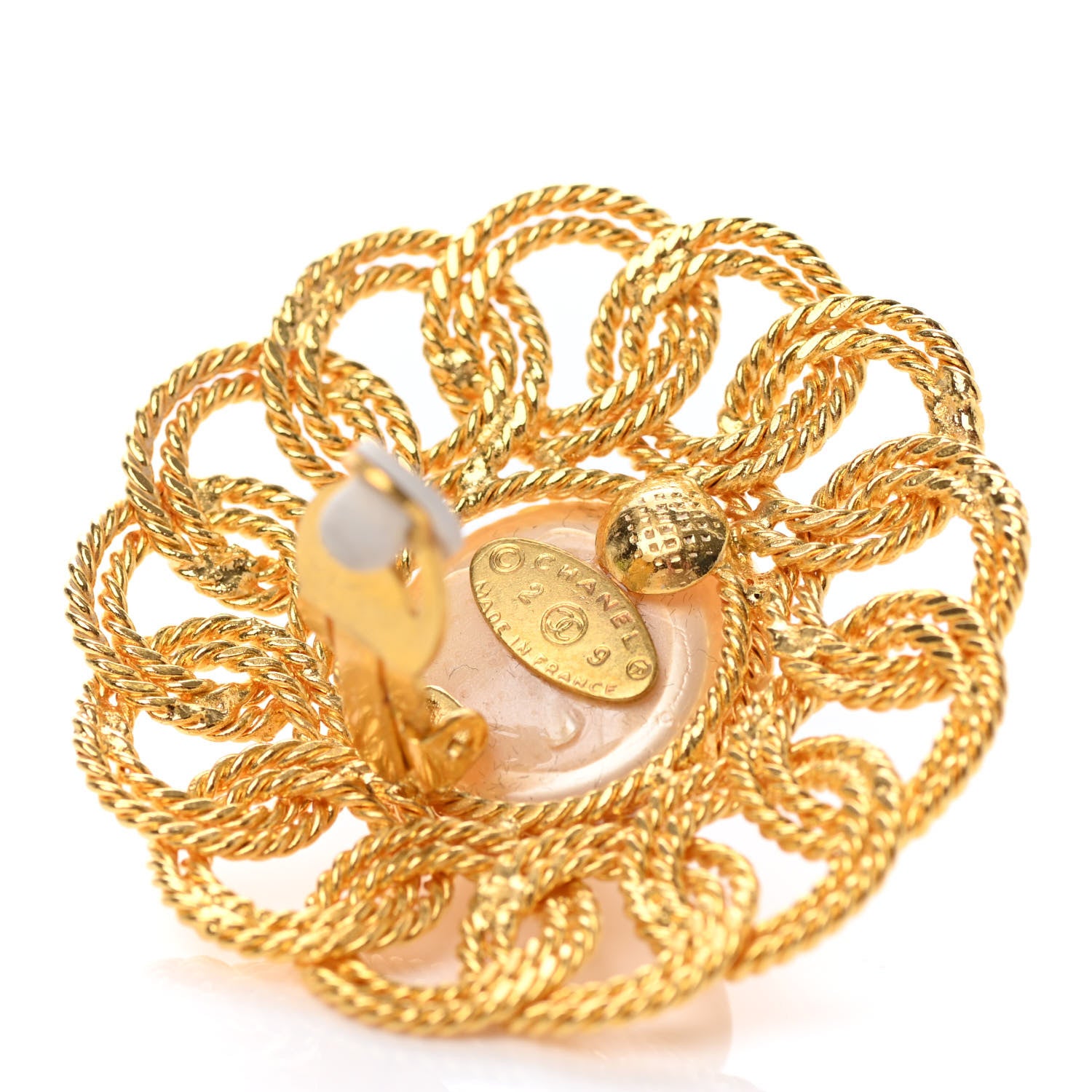 Chanel Pearl Round Clip On Earrings Gold 4 of 4