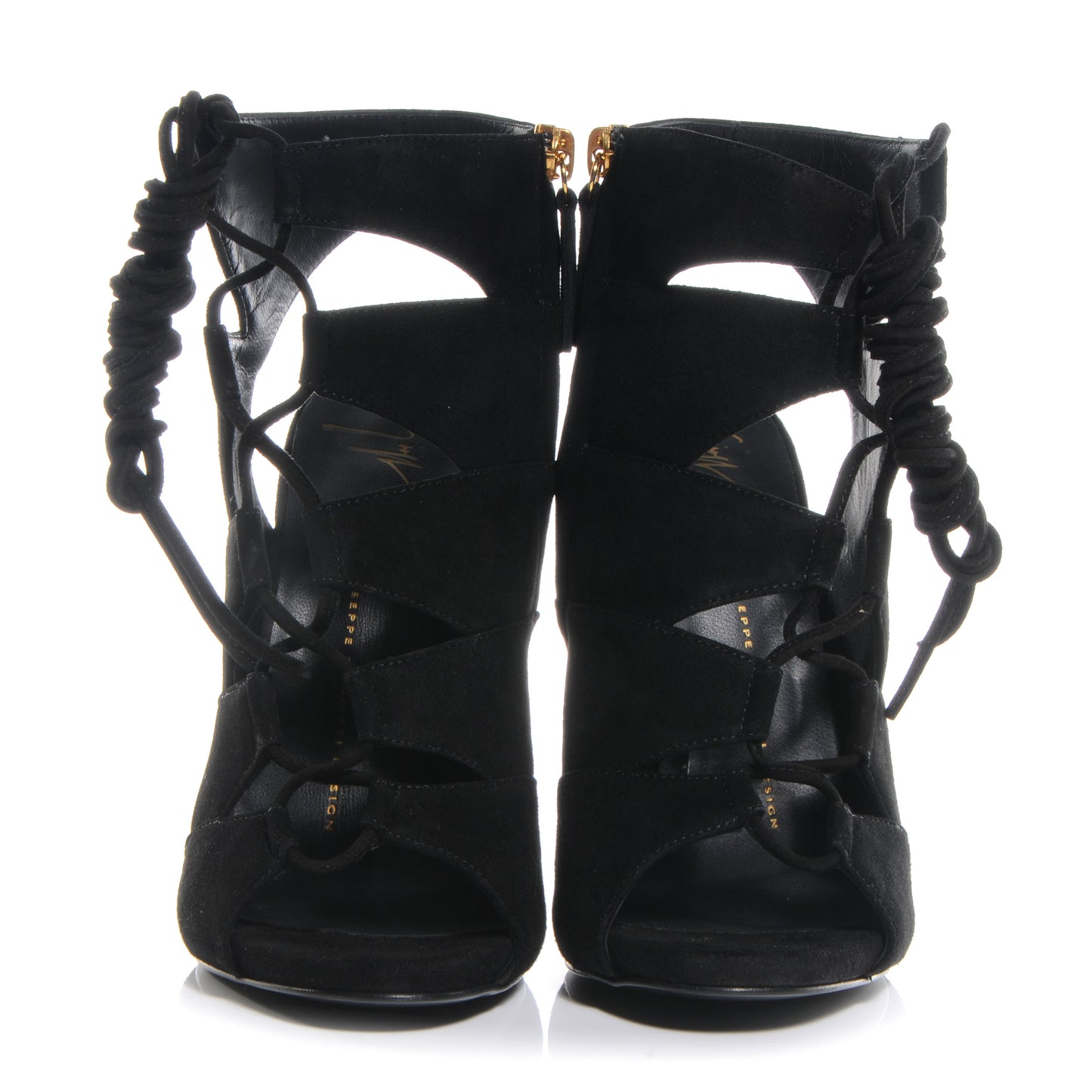 GIUSEPPEZANOTTISuedeLaceUpPaneledSandals37.5Black