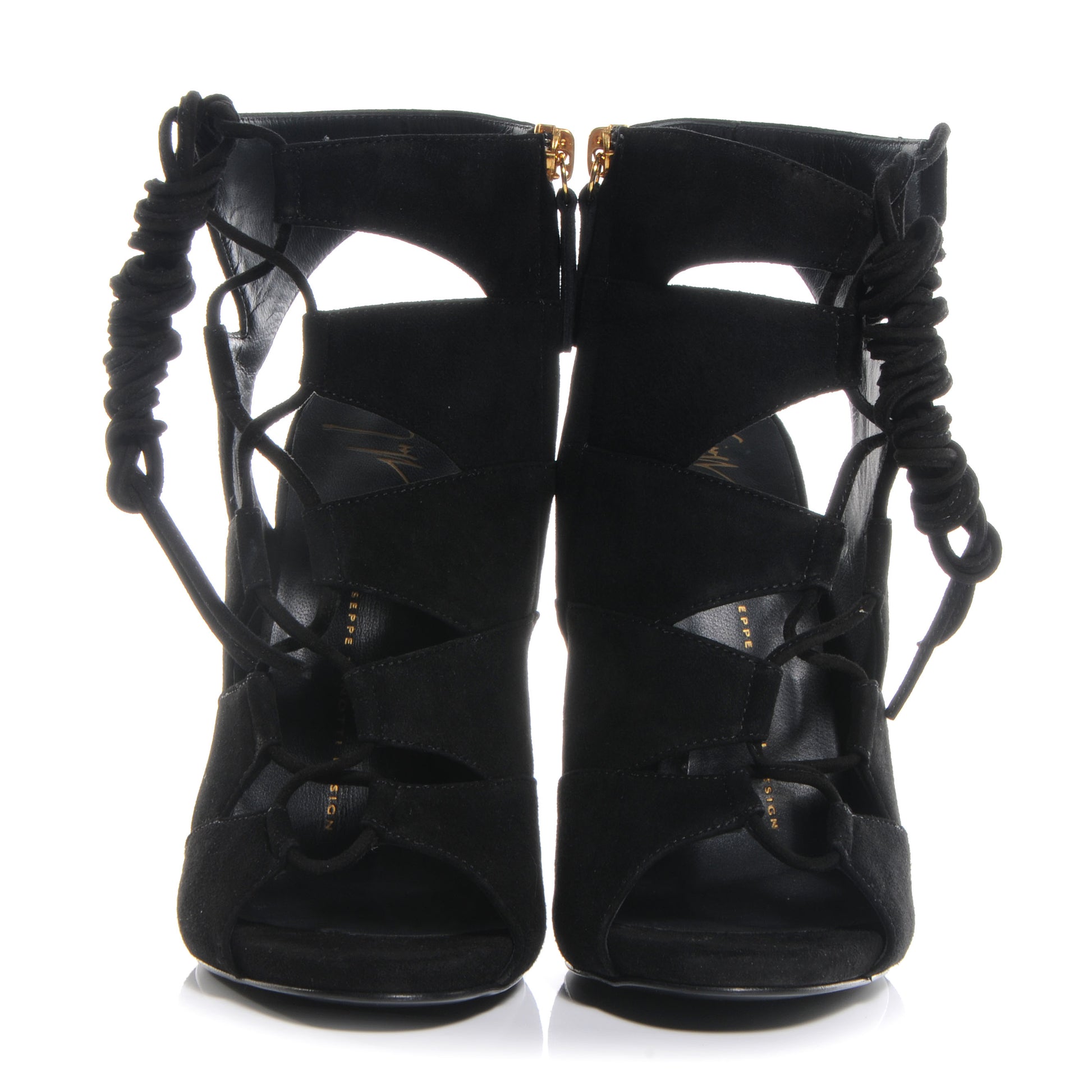 FASHIONPHILE GIUSEPPEZANOTTISuedeLaceUpPaneledSandals37.5Black 2 of 6