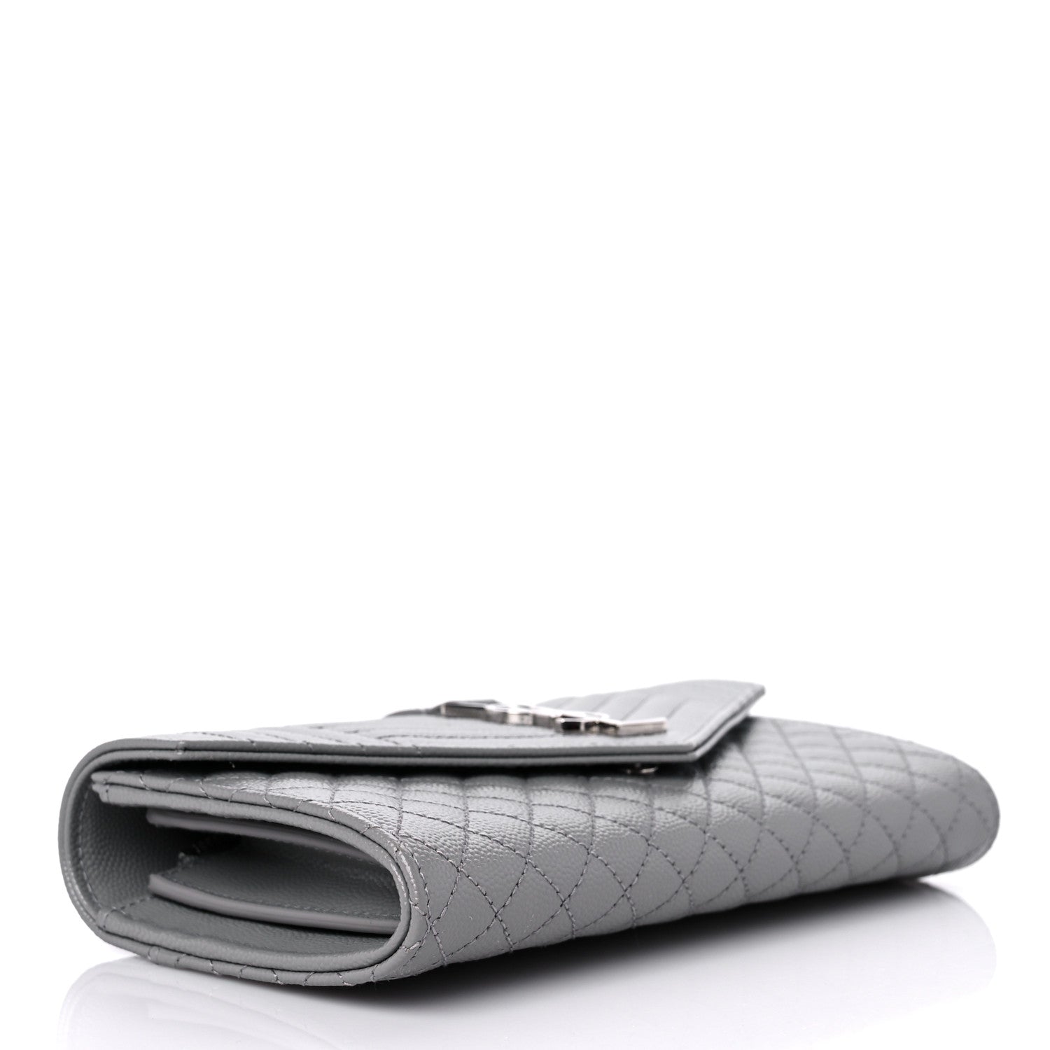 Saint Laurent Grain De Poudre Mixed Matelasse Triquilt Large Monogram Wallet Stone 4 of 8