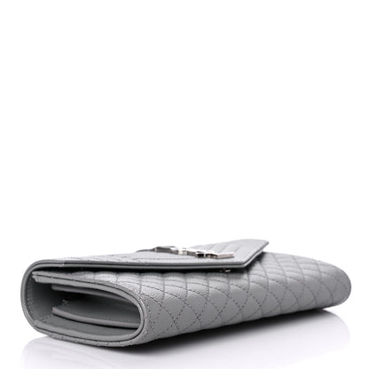 Saint Laurent Grain De Poudre Mixed Matelasse Triquilt Large Monogram Wallet Stone 4 of 8