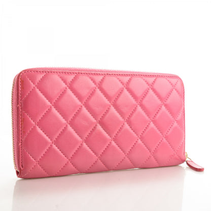Chanel Lambskin Quilted Zip Around Wallet Pink 3 of 8