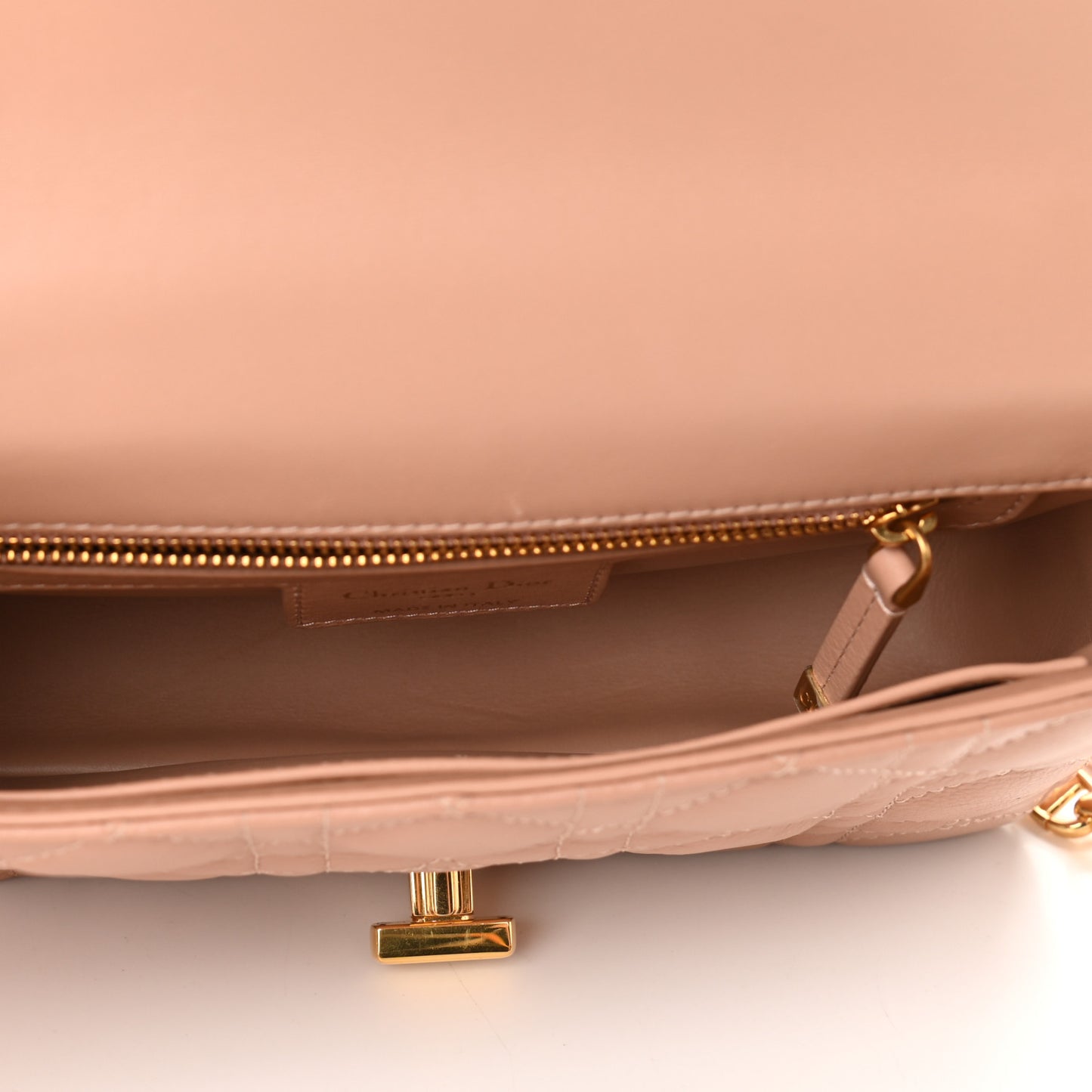 Calfskin Cannage Small Caro Bag Rose De Vents