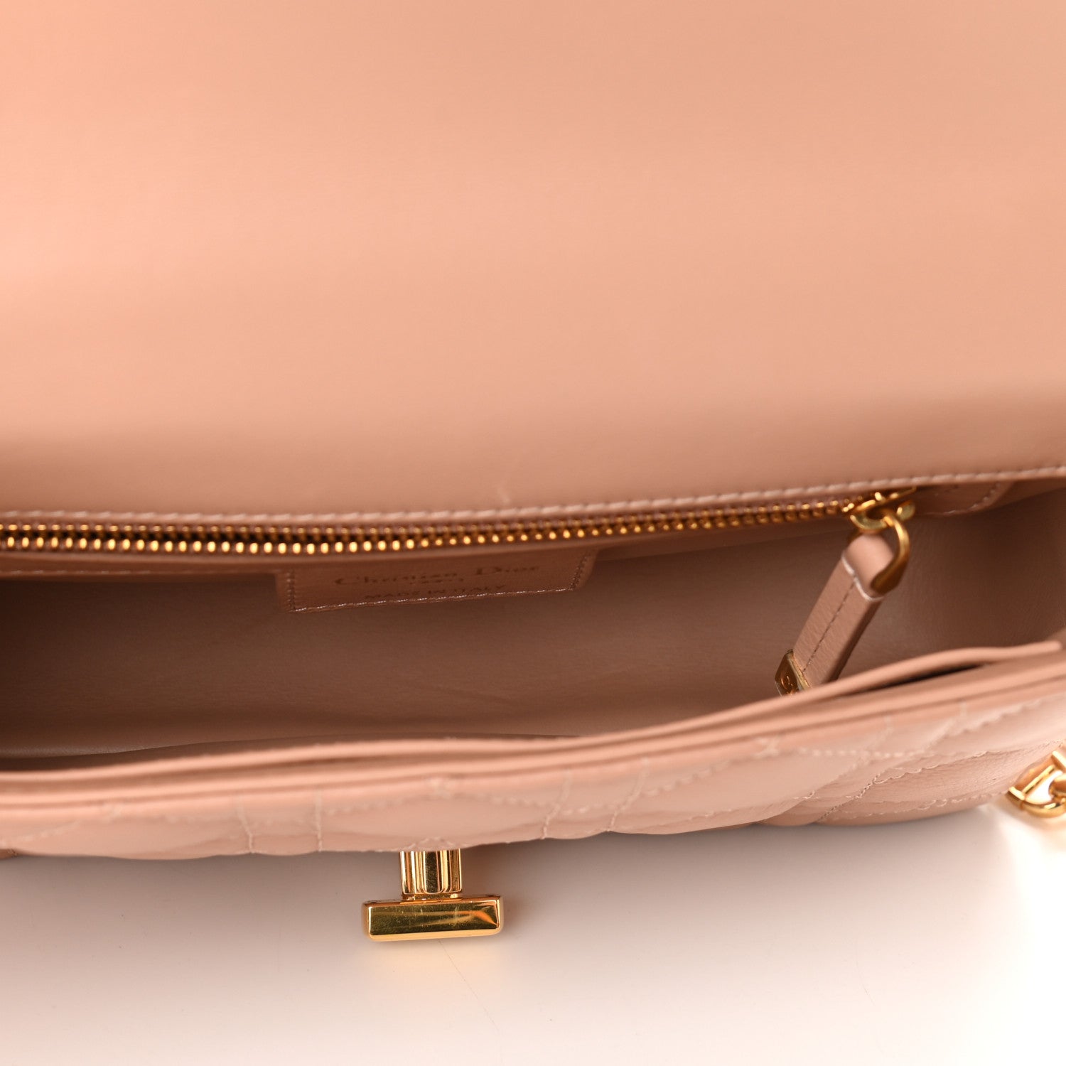 Christian Dior Calfskin Cannage Small Caro Bag Rose De Vents 5 of 10