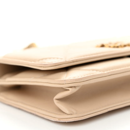 Chanel Goatskin Quilted Chanel 19 Wallet On Chain WOC Beige 10 of 12