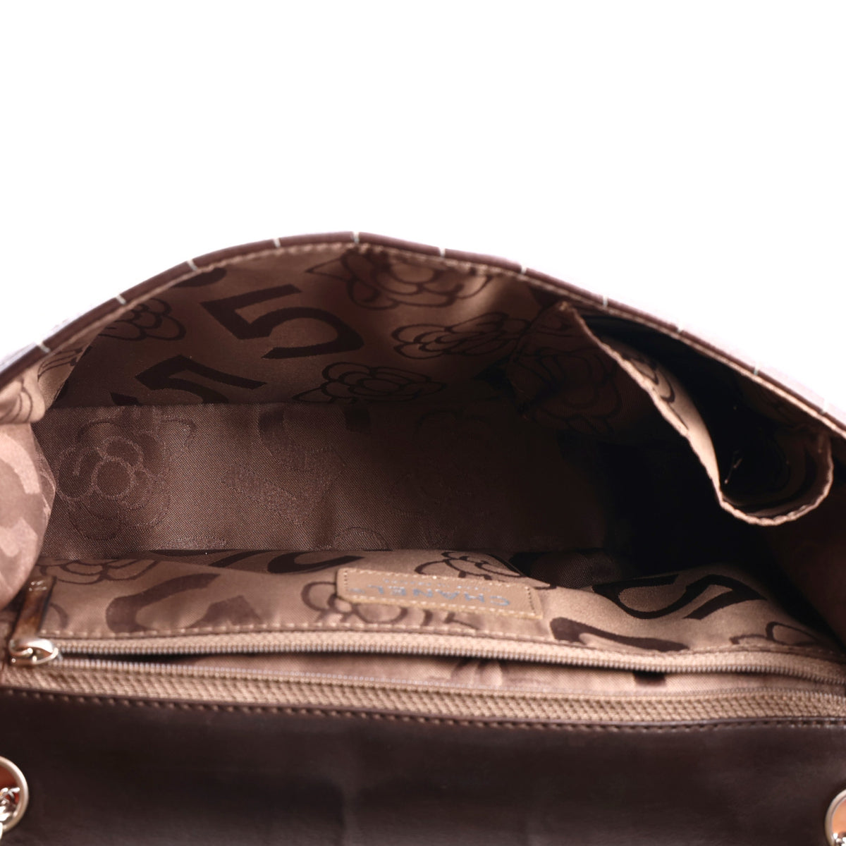 Lambskin Vertical Quilted Medium Single Flap Brown