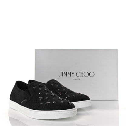 Jimmy Choo Fine Glitter Suede Mens Grove Sneakers 41.5 Black 8 of 8