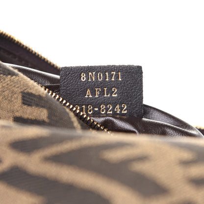 Fendi X SARAH COLEMAN Fabric Jacquard Vitello King FF Vertigo Medium Trapezoid Beauty Pouch Tobacco Moro Black 7 of 9
