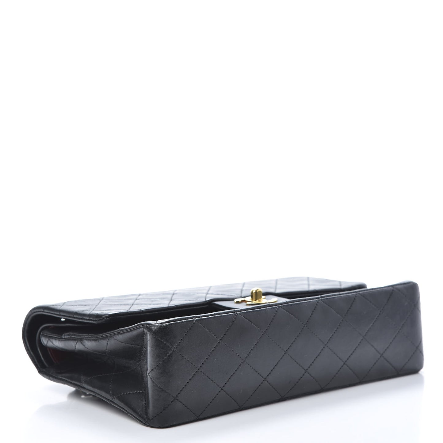 Lambskin Quilted Medium Double Flap Black