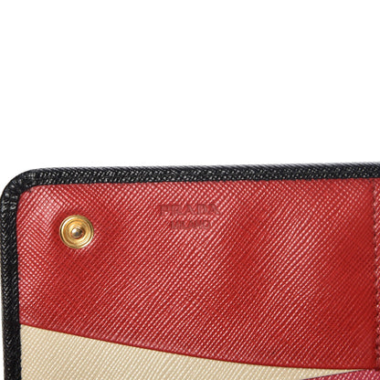 Prada Saffiano Colour Continental Flap Wallet Black Peonia 5 of 9