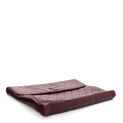 Chanel Calfskin Quilted Document Portfolio Holder Dark Red 4 of 9