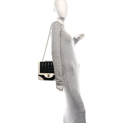 Chanel Lambskin Patent Chocolate Bar Flap Black White 2 of 10