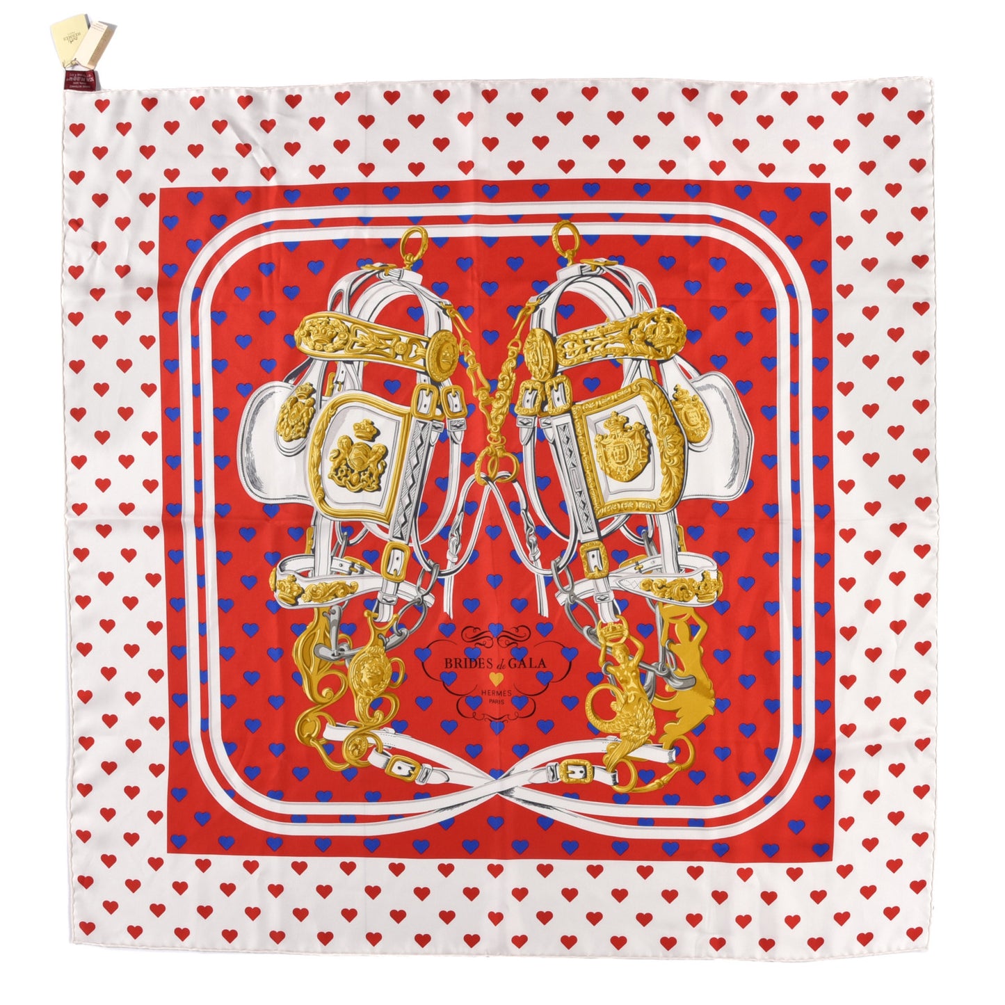 Silk Brides De Gala Love Scarf 90 Rouge Vif Marine White