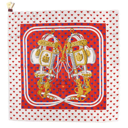 Hermes Silk Brides De Gala Love Scarf 90 Rouge Vif Marine White 1 of 3