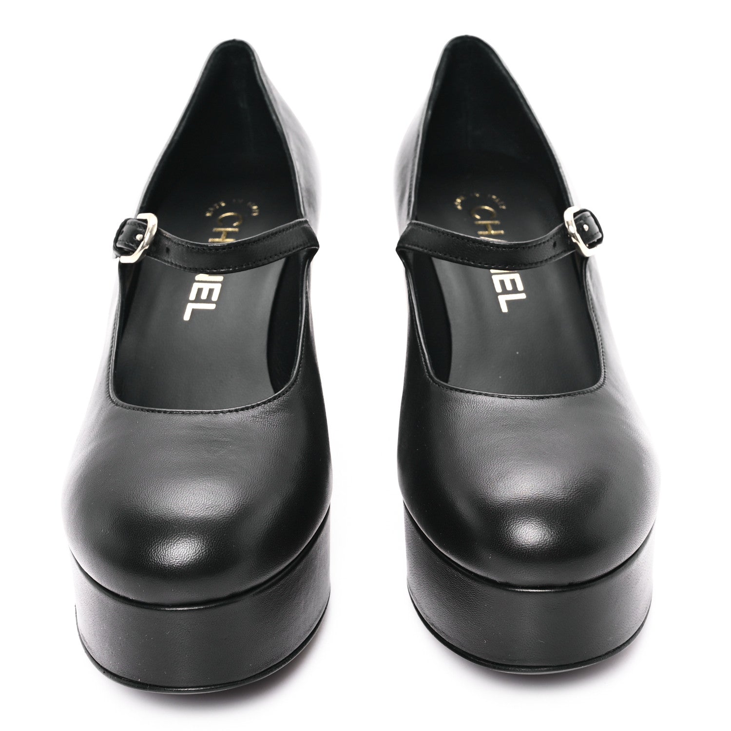 Chanel Lambskin Mary Jane Platform Pumps 36.5 Black 3 of 9