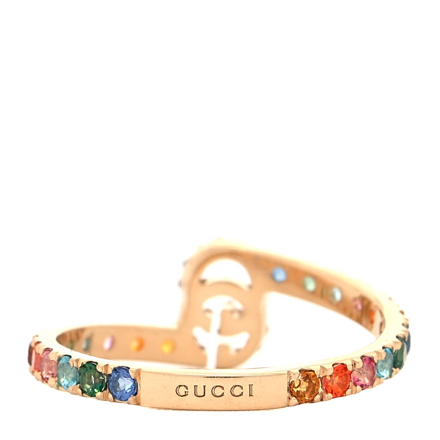 18K Yellow Gold Mixed Gemstone Running GG Ring 53 6.5