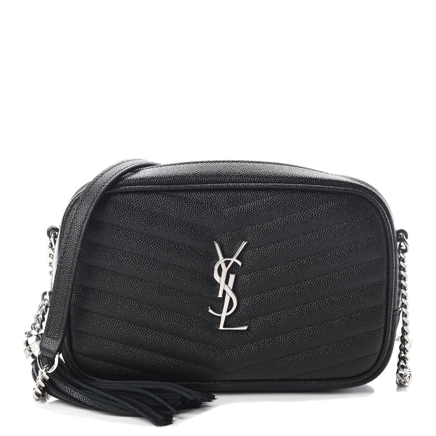 Saint Laurent Grain De Poudre Matelasse Monogram Mini Lou Camera Bag Black 1 of 8