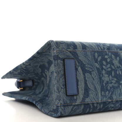 Versace Denim Calfskin Barocco La Medusa Small Tote Bag Blue 8 of 9