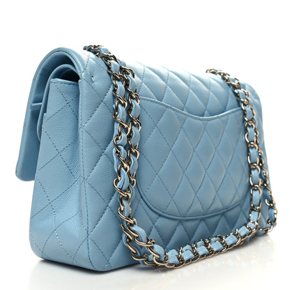 Chanel Caviar Quilted Medium Double Flap Light Blue 3 of 10