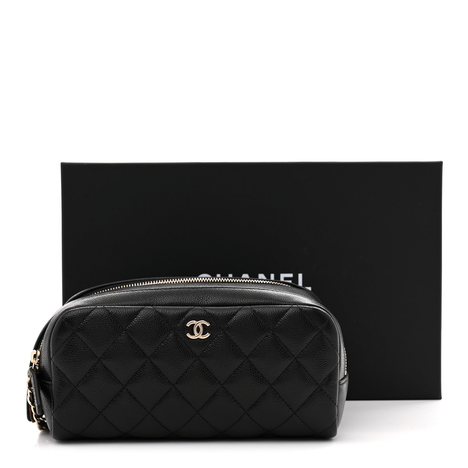 Chanel Caviar Quilted Toiletry Case With Chain Black 8 of 8