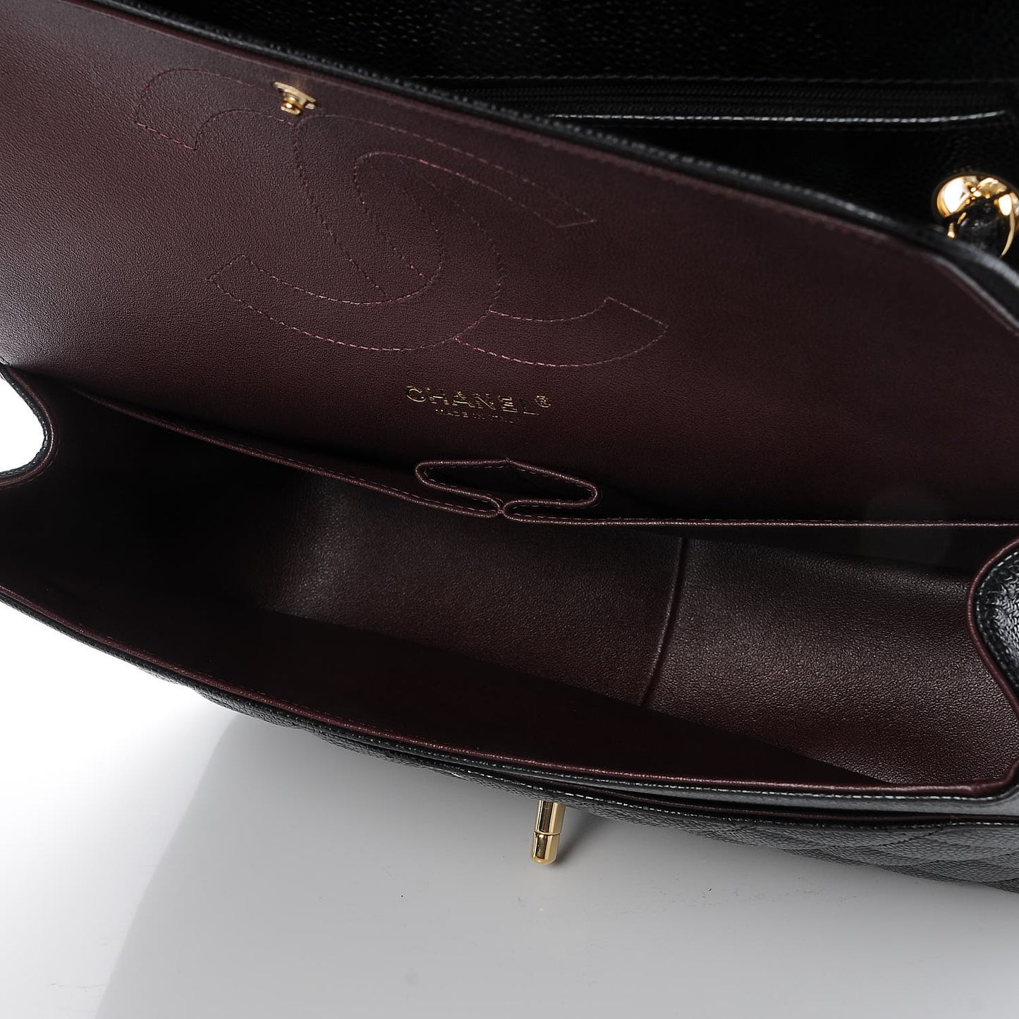 Caviar Quilted Jumbo Double Flap Black