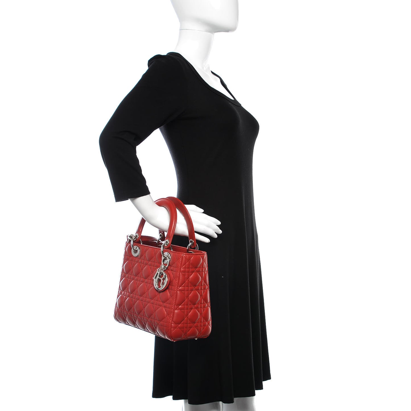 Lambskin Cannage Medium Lady Dior Red