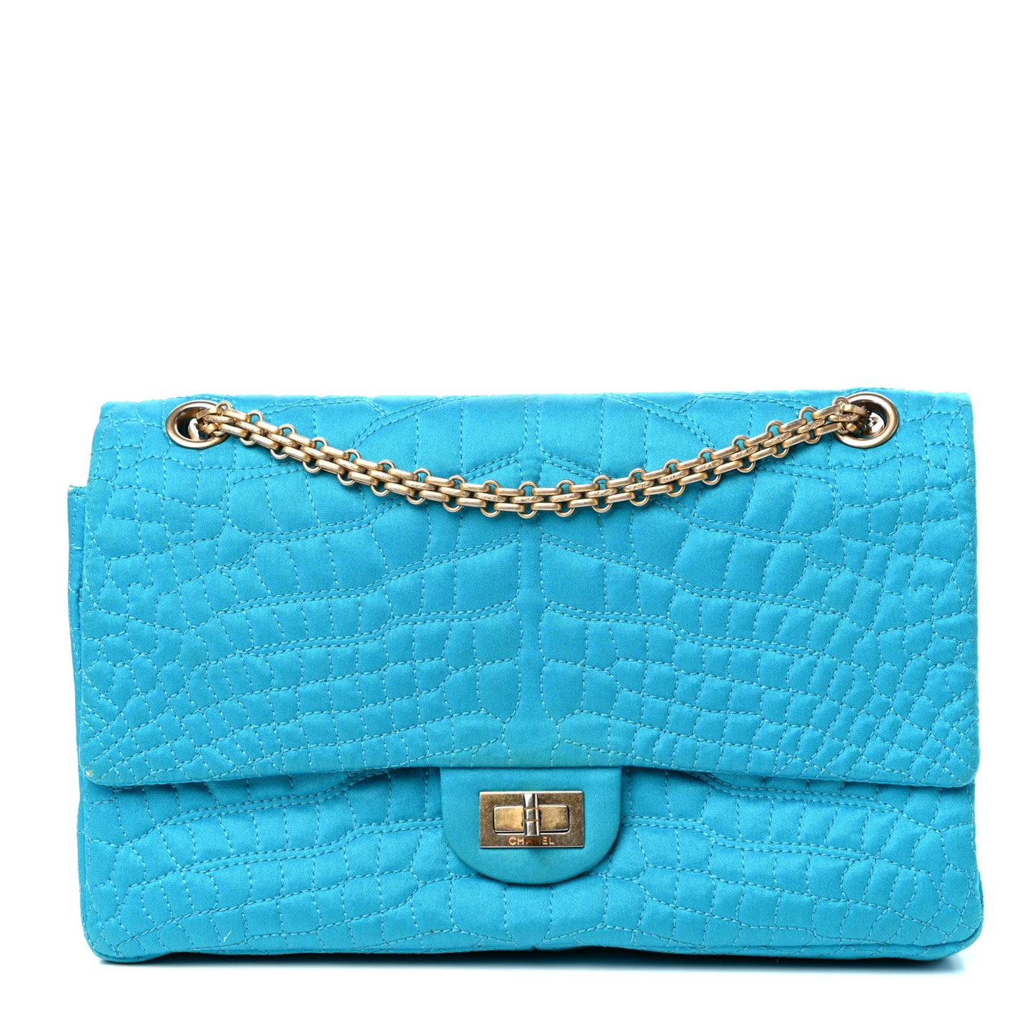 Satin Coco's Croc 2.55 Reissue 225 Flap Turquoise
