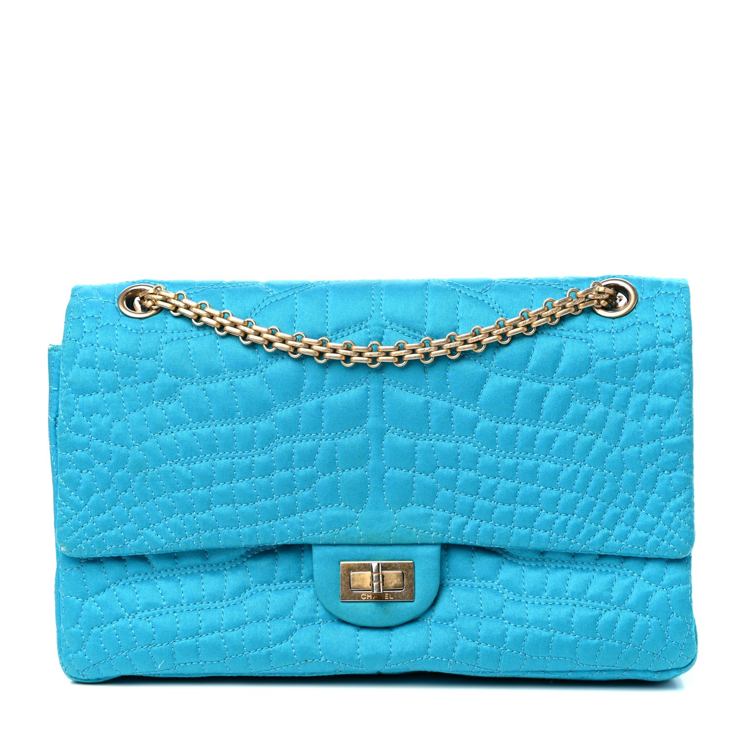 Chanel Satin Coco's Croc 2.55 Reissue 225 Flap Turquoise 1 of 11