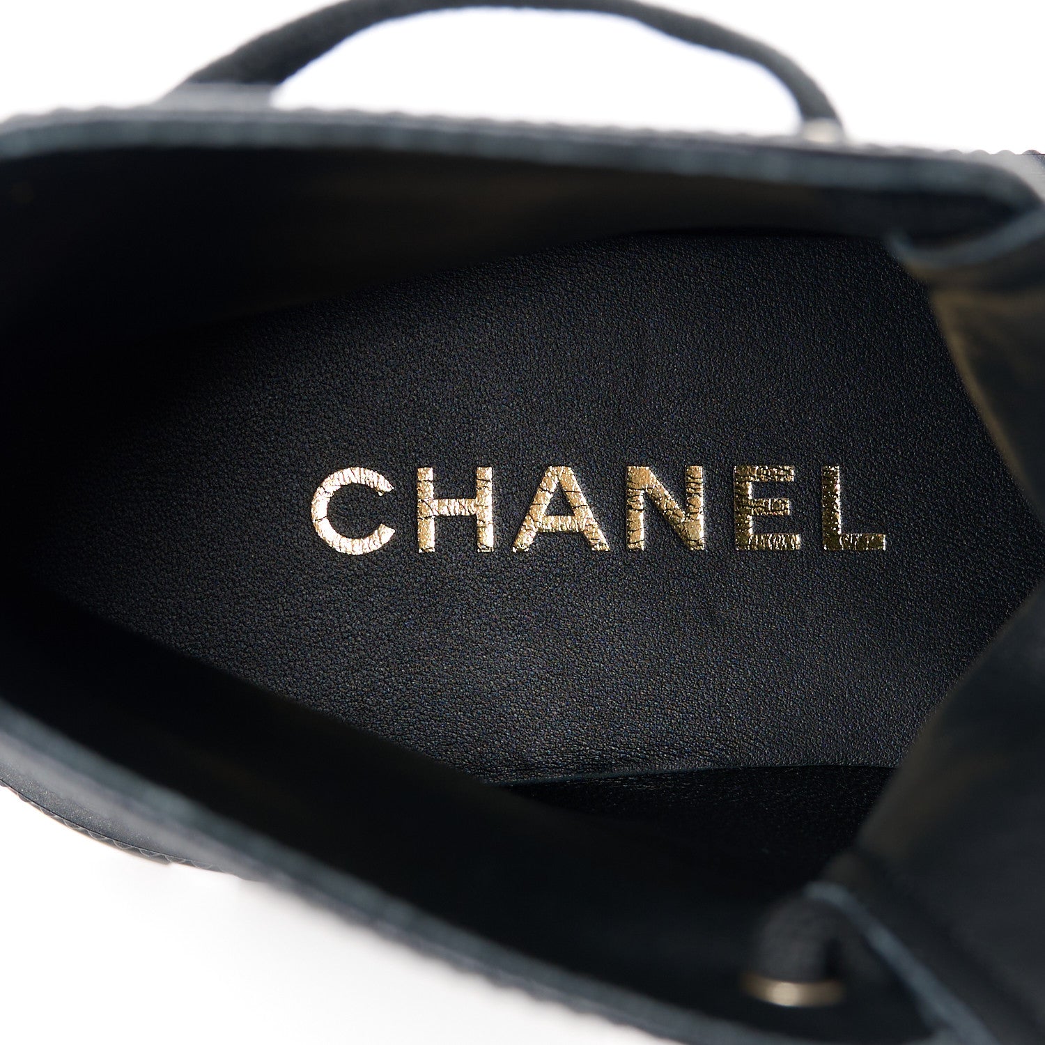 Chanel Grained Calfskin Shiny Calfskin CC Lace Up Combat Boots 39 Black 8 of 10