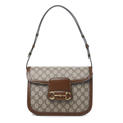 Gucci GG Supreme Monogram Horsebit 1955 Shoulder Bag Beige Brown Sugar 1 of 11
