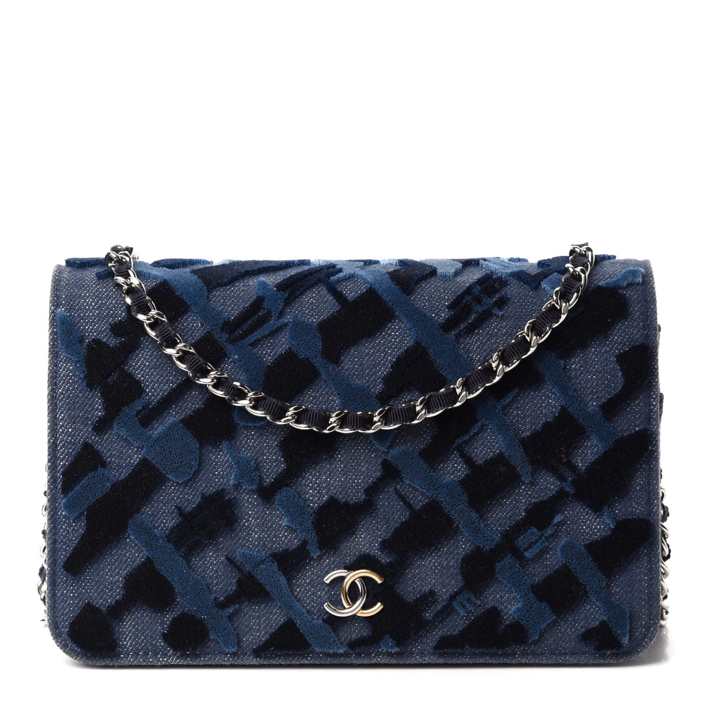 Denim Velvet Wallet On Chain WOC Blue