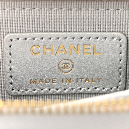 Chanel Metallic Caviar Quilted Zip Coin Purse Silver 6 of 8