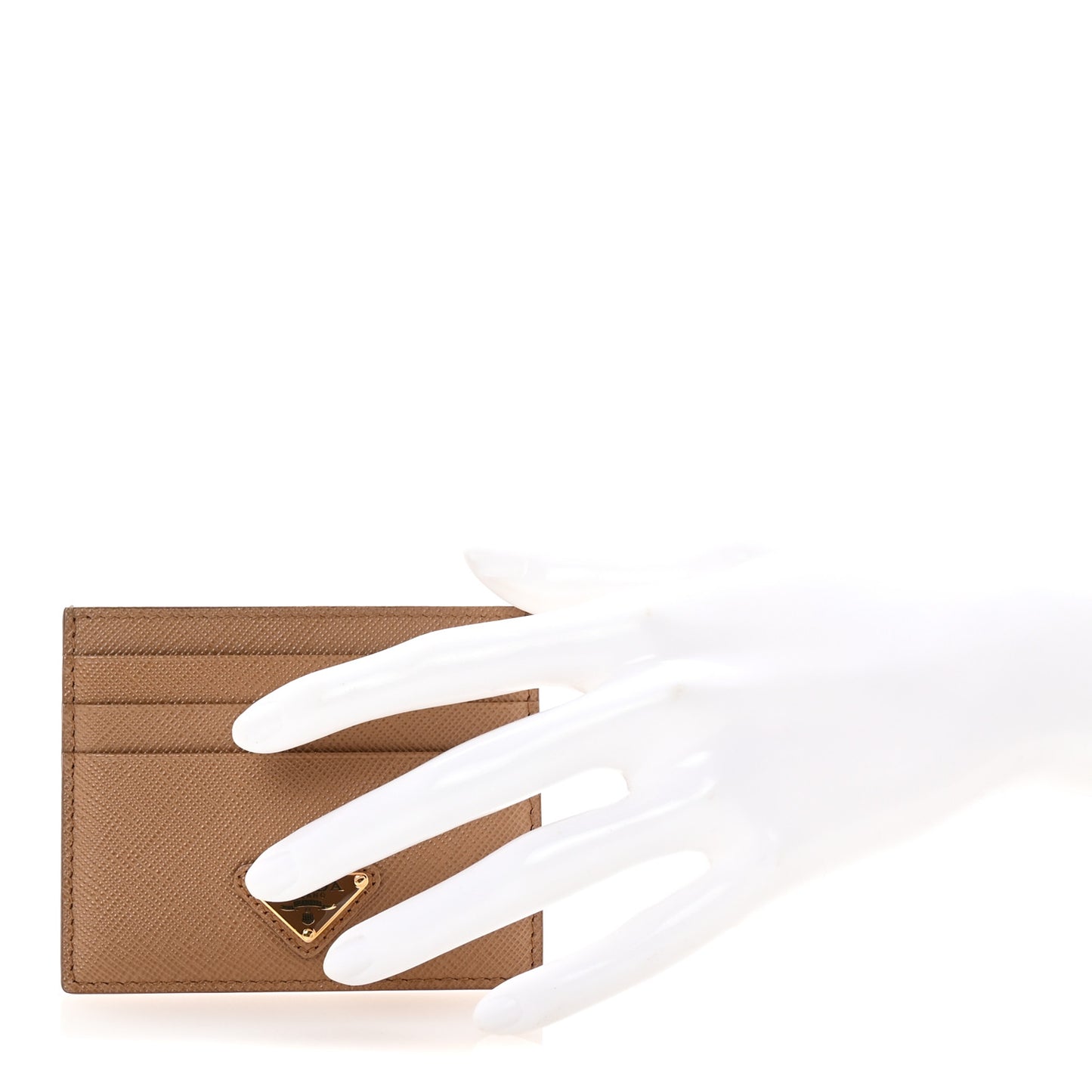Saffiano Triangle Card Holder Caramel