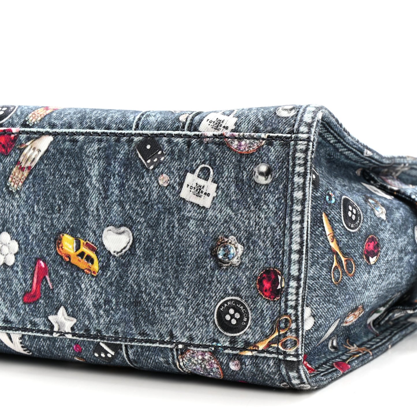 The Trompe L'Oeil Trinket Denim Canvas Medium The Tote Bag Blue