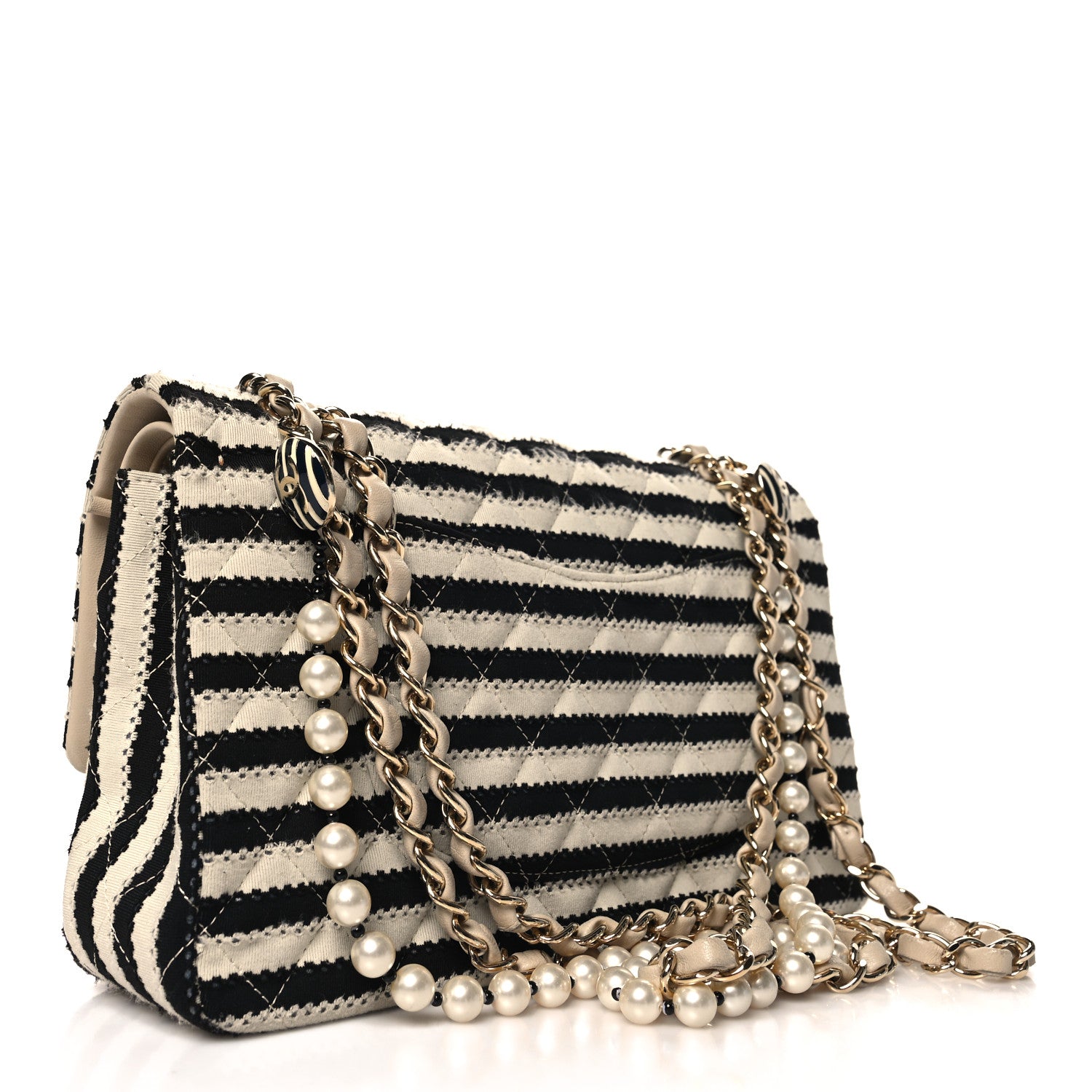 Chanel Jersey Quilted Medium Coco Sailor Flap Black White 3 of 12