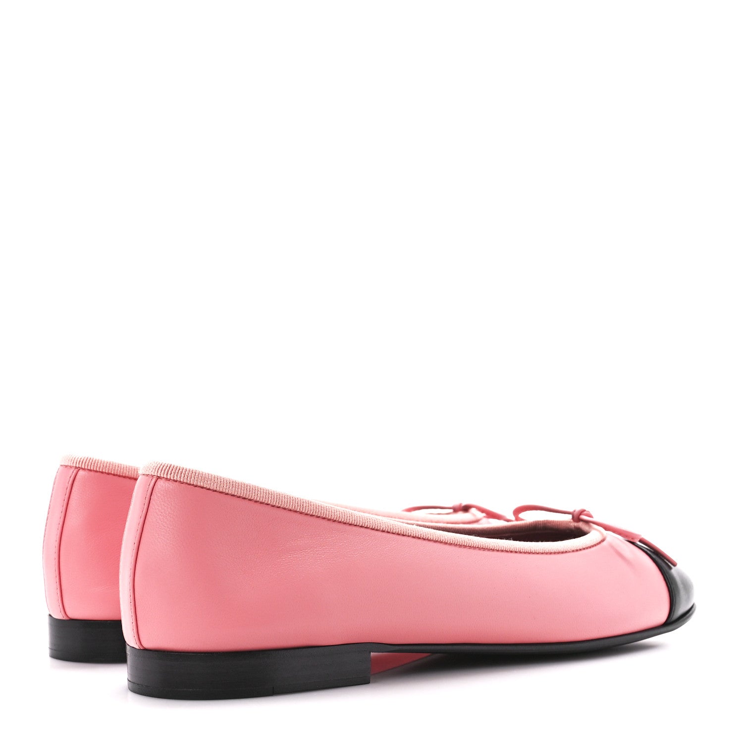 Chanel Lambskin Cap Toe CC Ballerina Flats 38 Coral Black 4 of 10