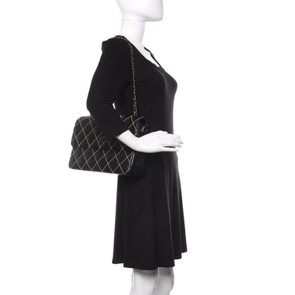 Chanel Calfskin Wild Stitch Jumbo Flap Black 2 of 9