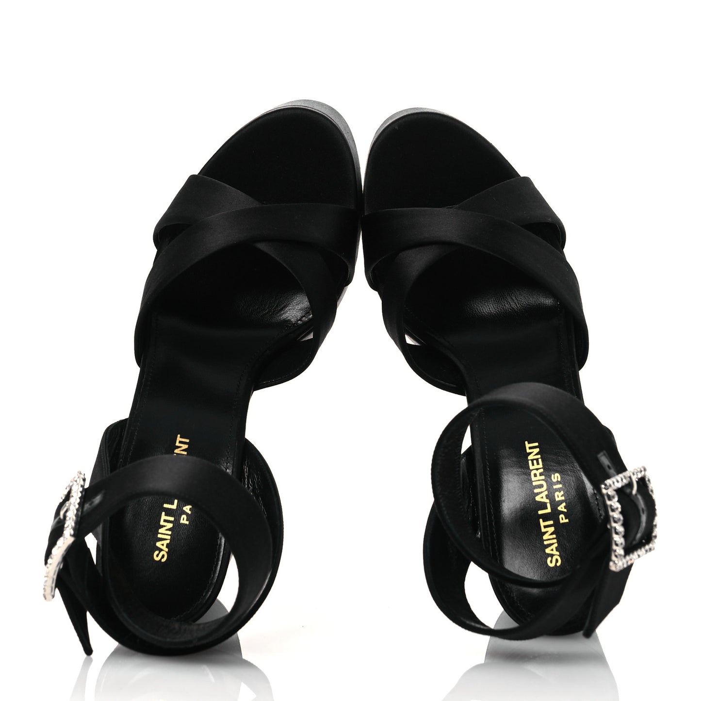 Crepe Satin Biance 85 Platform Sandals 39 Black