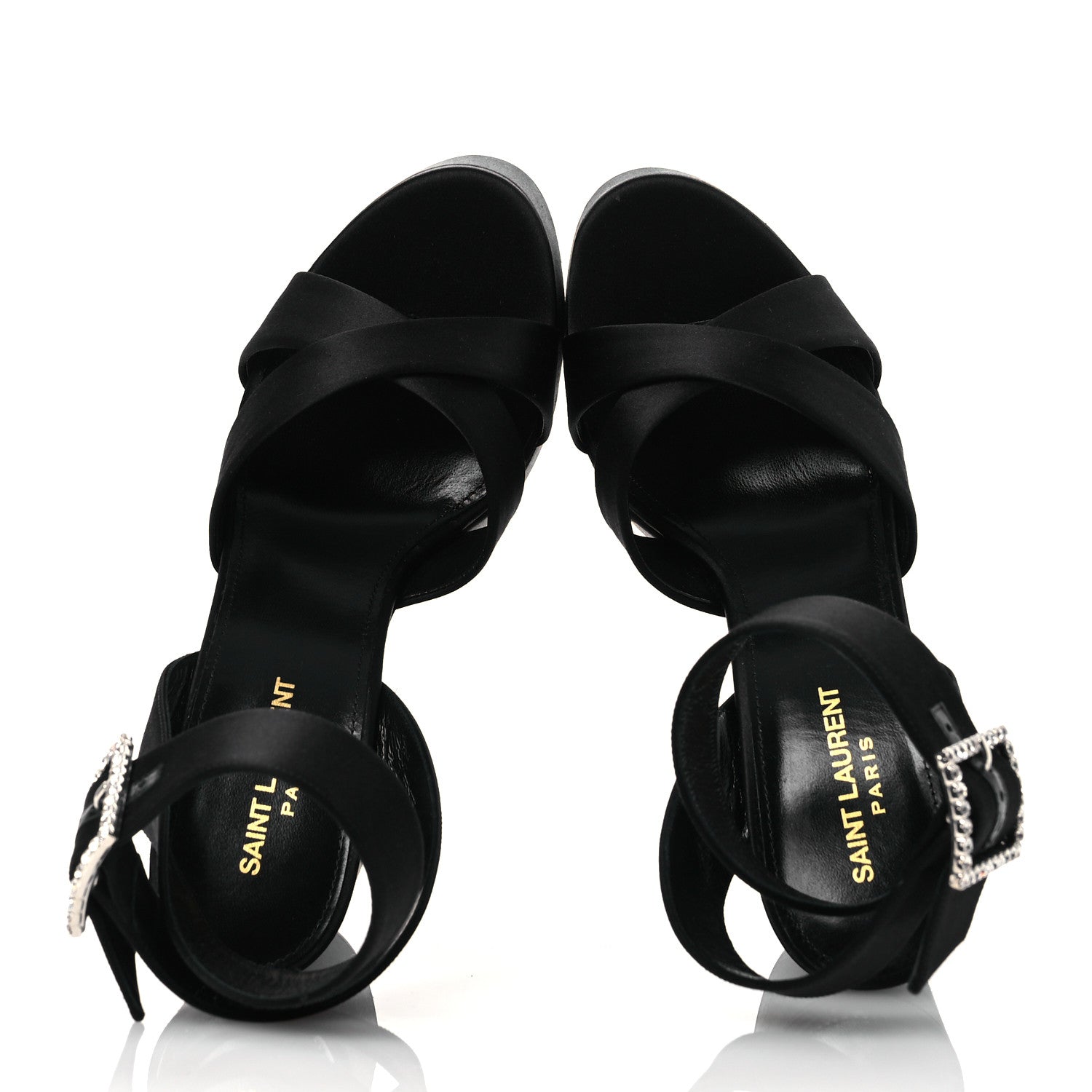 Saint Laurent Crepe Satin Biance 85 Platform Sandals 39 Black 2 of 11