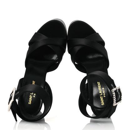Saint Laurent Crepe Satin Biance 85 Platform Sandals 39 Black 2 of 11