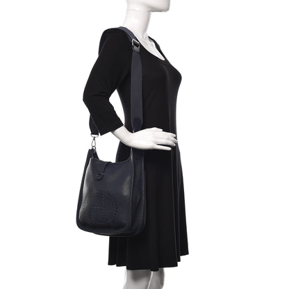Hermes Taurillon Clemence Evelyne III PM Bleu Nuit 2 of 12