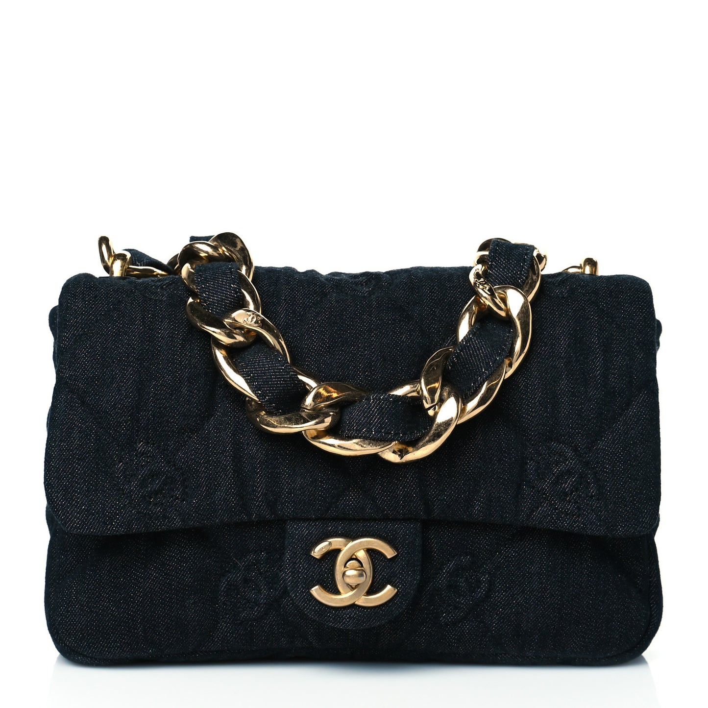 Denim Quilted Medium CC Funky Town Flap Dark Blue
