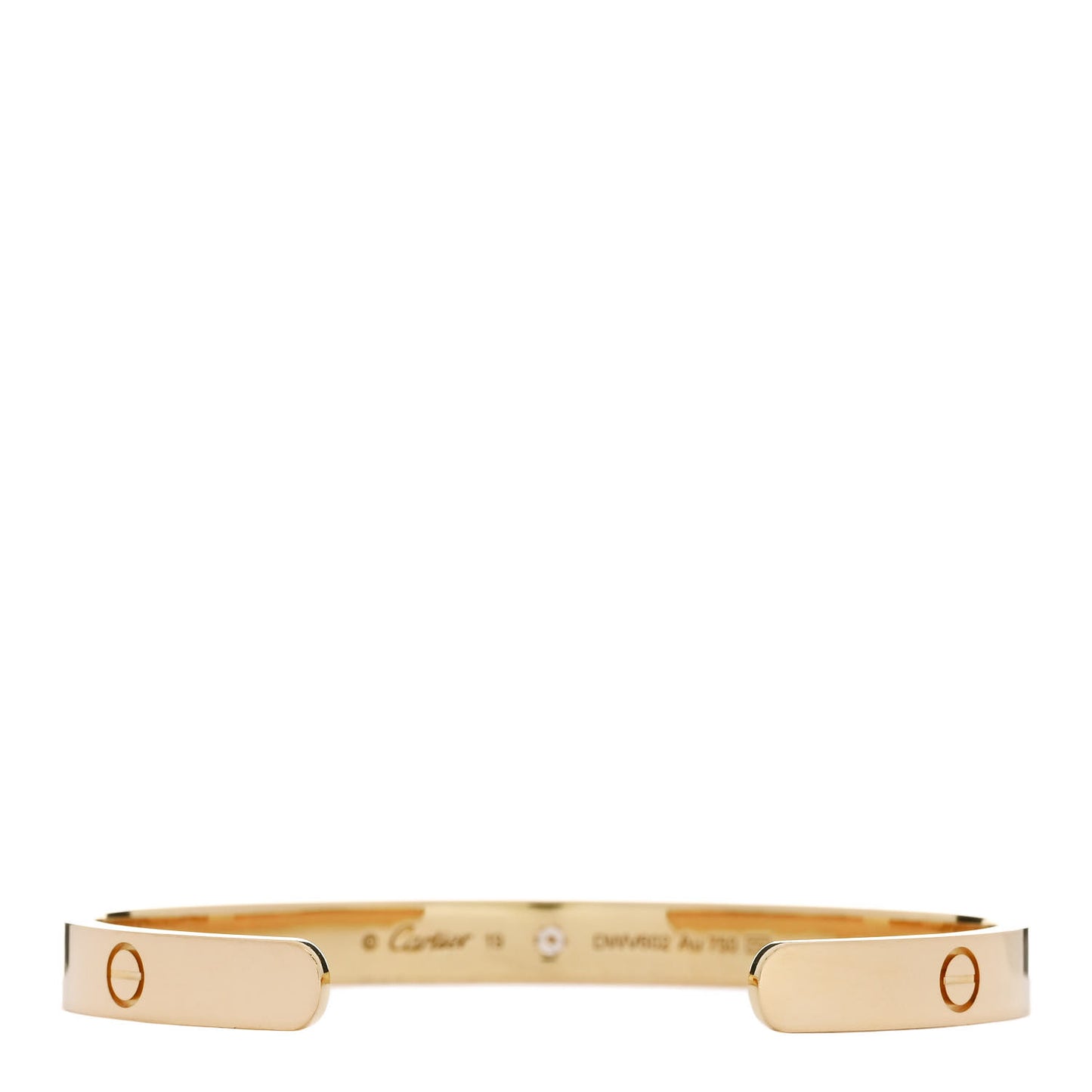 18K Yellow Gold 1 Diamond LOVE Cuff Bracelet 19