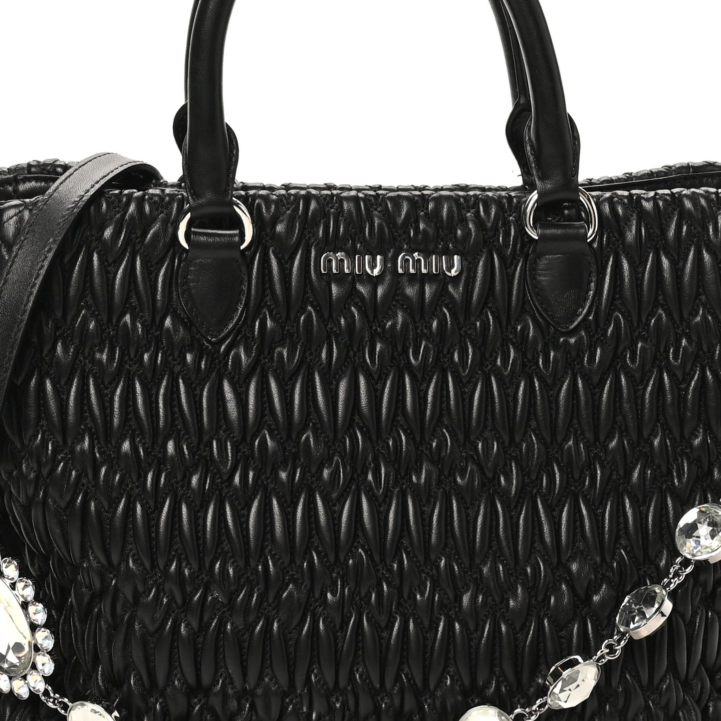 Nappa Matelasse Swarovski Crystal Tote Black